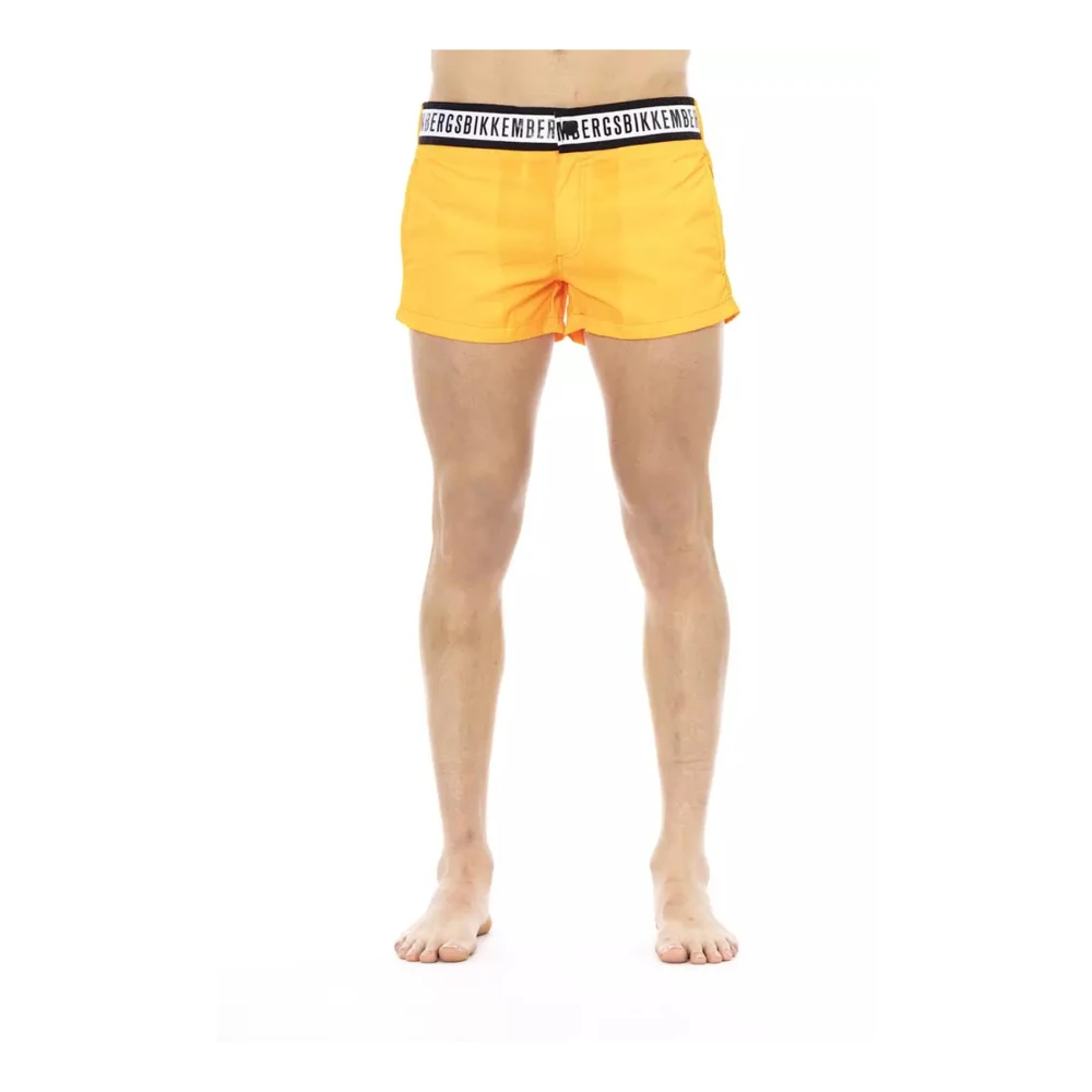 Bikkembergs Orange Swimshorts med Branded Band Orange, Herr