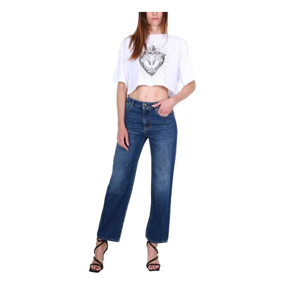 pinko Blauwe Denim Boyfriend Jeans met Distressed Details Blue Dames