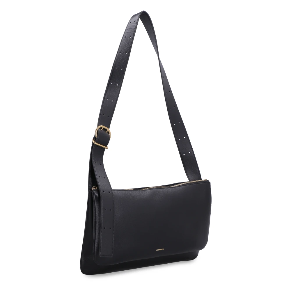 Jil Sander Stijlvolle Leren Crossbody Tas Black Dames
