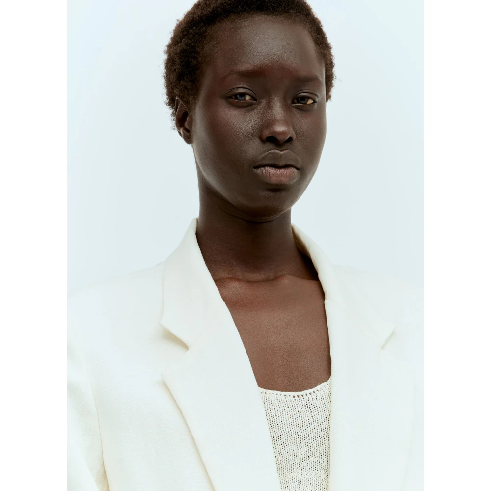 The Row Linnen Double-Breasted Blazer Beige Dames