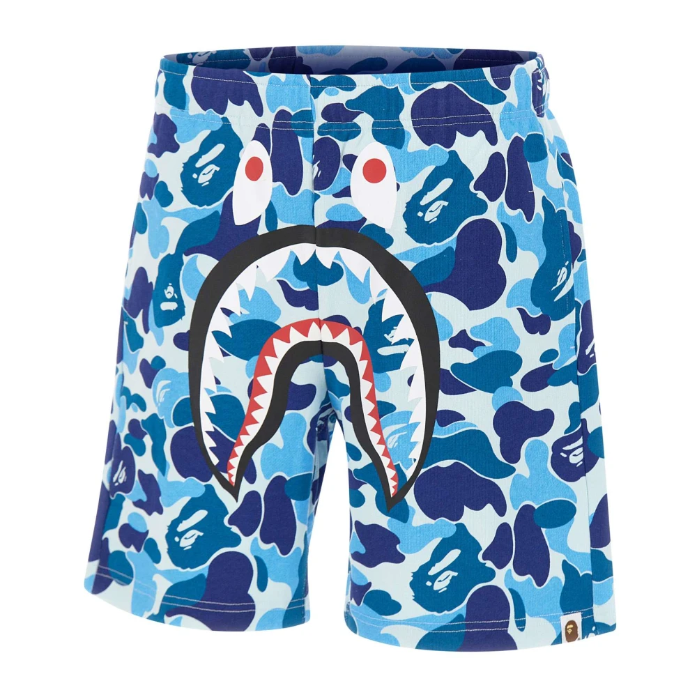 A Bathing Ape Men's Blue Abc Camo Shark Sweat Shorts - Casual Shorts - Xl - Shorts