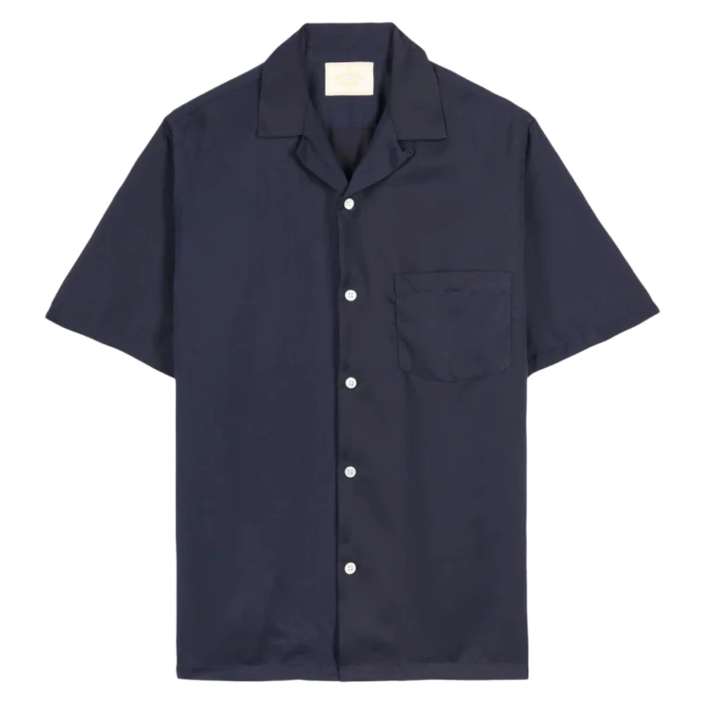 Portuguese Flannel Short Sleeve Shirts Blue Heren