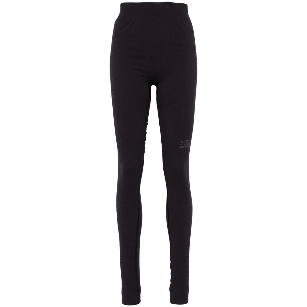 MM6 Maison Margiela Zwarte Gebreide Paneel Hoge Taille Leggings Black Dames