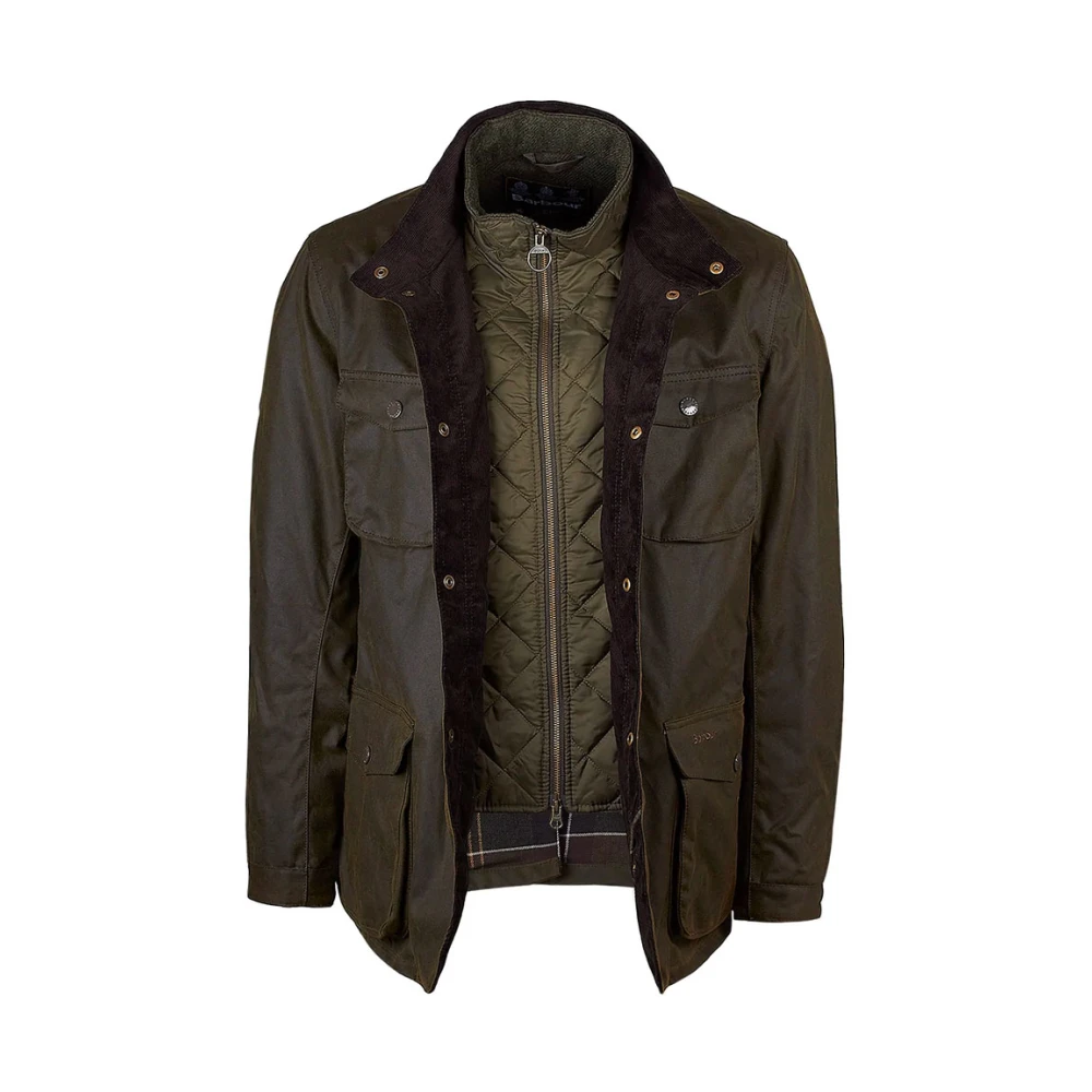 Barbour Gewaxte Katoenen Jas met Fluwelen Kraag Green Heren