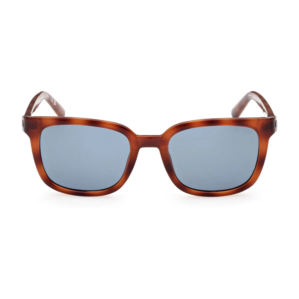 Guess Men's Brown Sunglasses, 53 Mm, Elegant Square Sunglasses With Blue Lenses