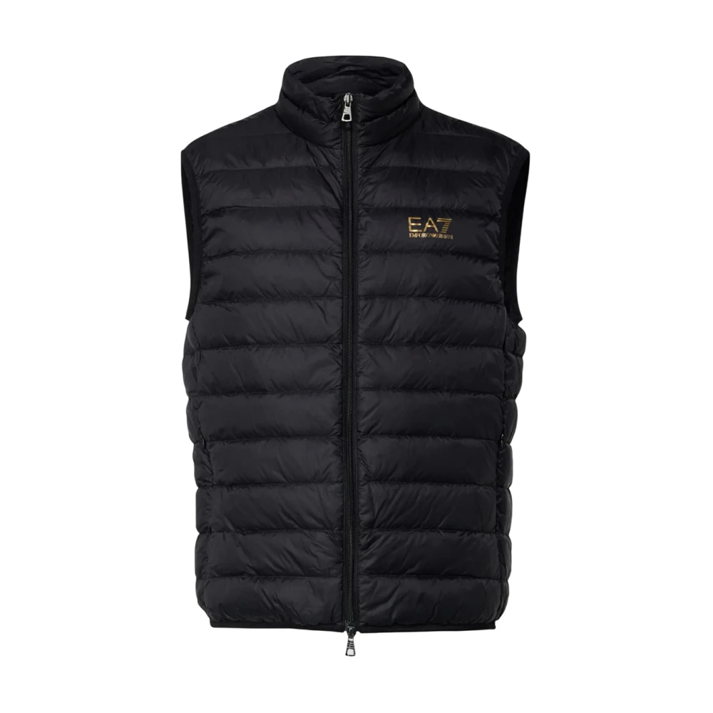 Emporio Armani EA7 Mouwloos Logo Gilet Lichtgewicht Casual Sportief Black Heren