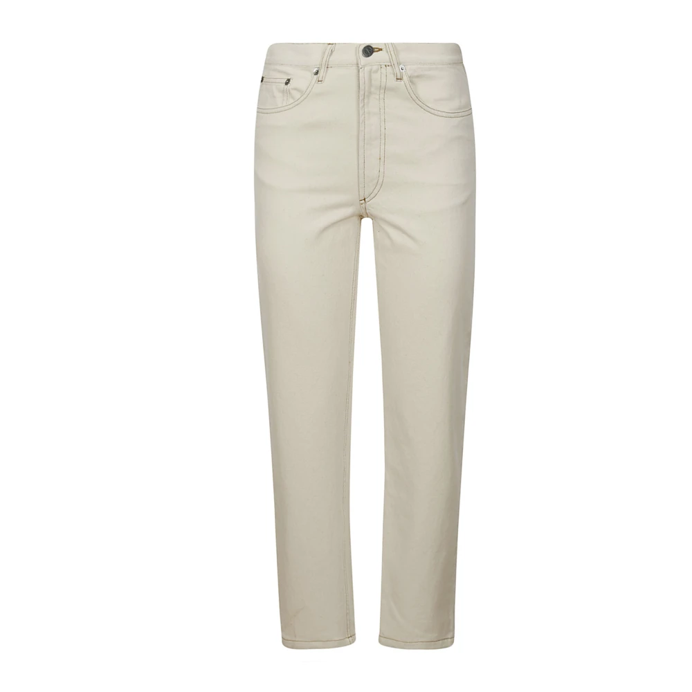 A.p.c. Contrast Gestikte Denim Broek Beige Dames
