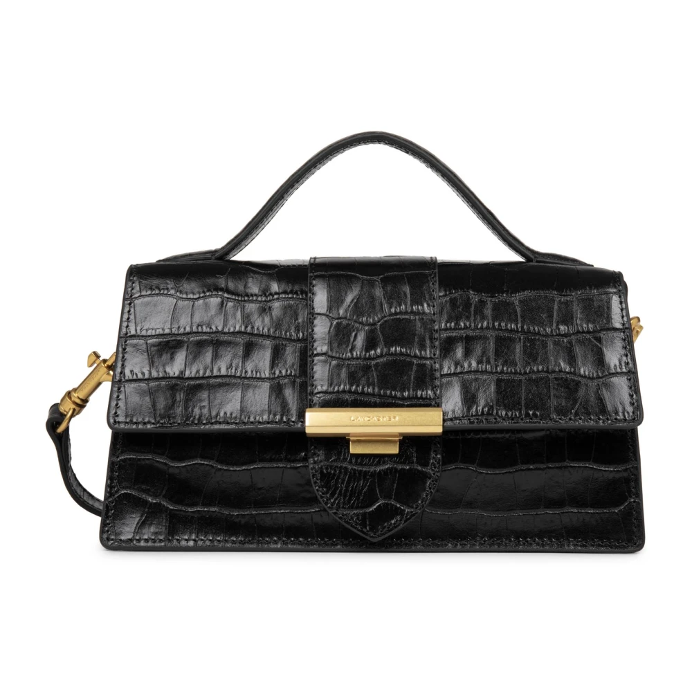 Lancaster Black Cross Body Bags, Female, One Size, Exo Ily Flap Bag With Metal Clasp