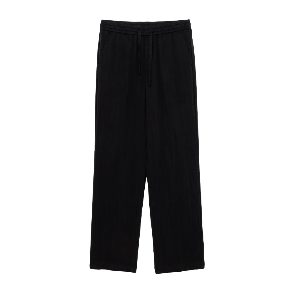 Gianni Lupo Men's Black Wide Trousers, M, Pantaloni Con Laccio Relaxed Fit