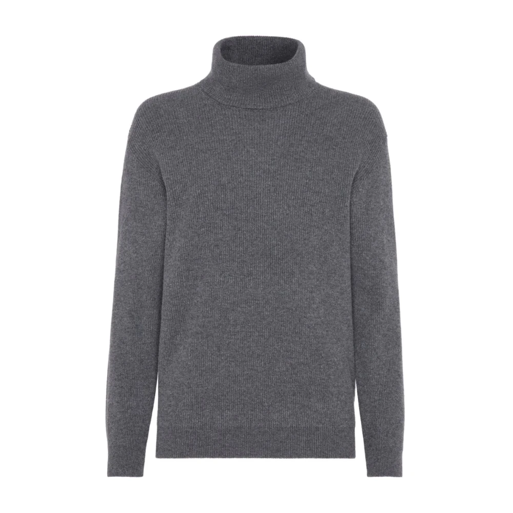 BRUNELLO CUCINELLI Grijze Kasjmier Ribgebreide Trui Gray Dames
