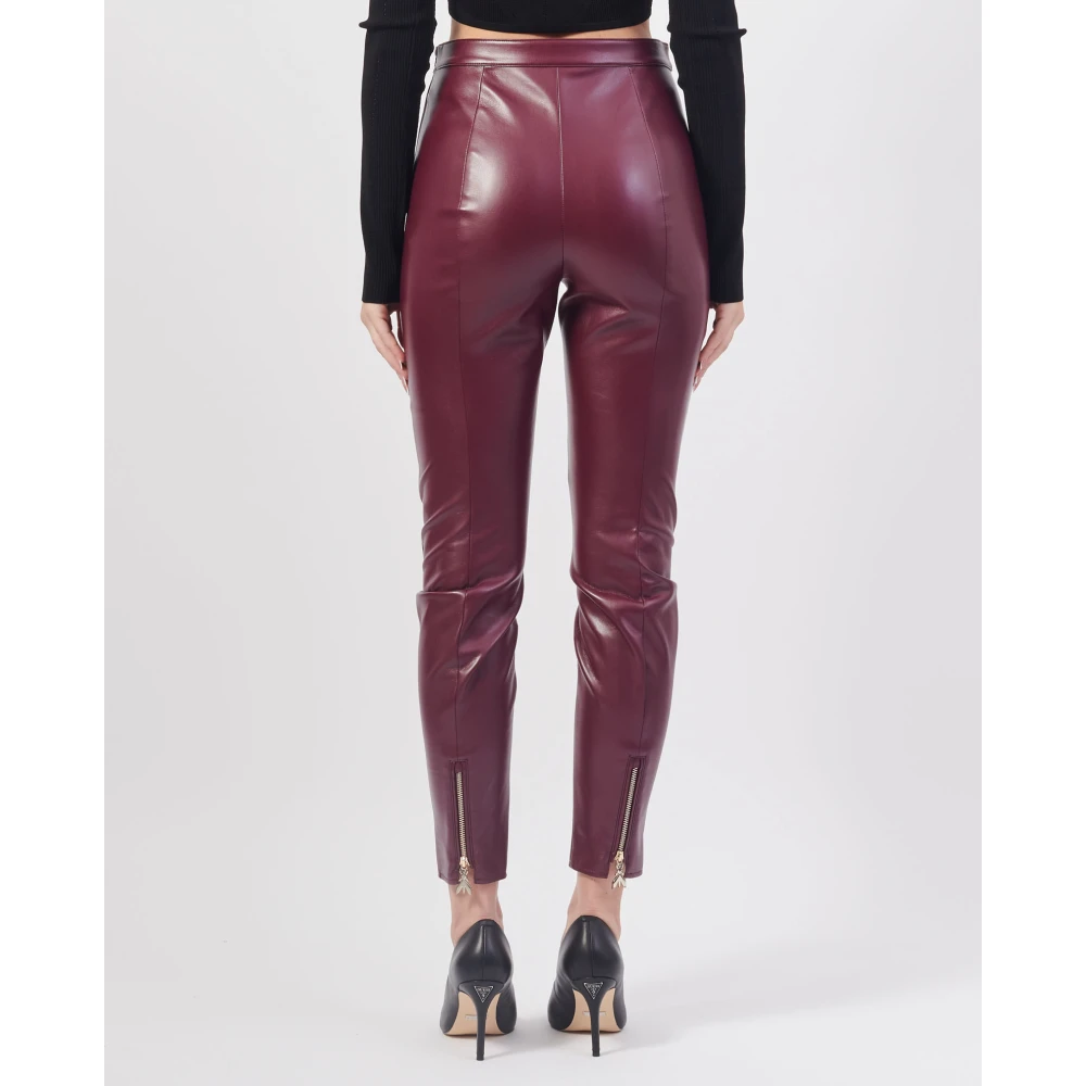 PATRIZIA PEPE Paarse Glam Rock Leggings met Rits Purple Dames