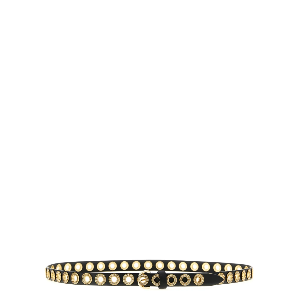 Pinko Women's Black Belts, S, Leather-Effect Fabric Belt With Studs And Crystals