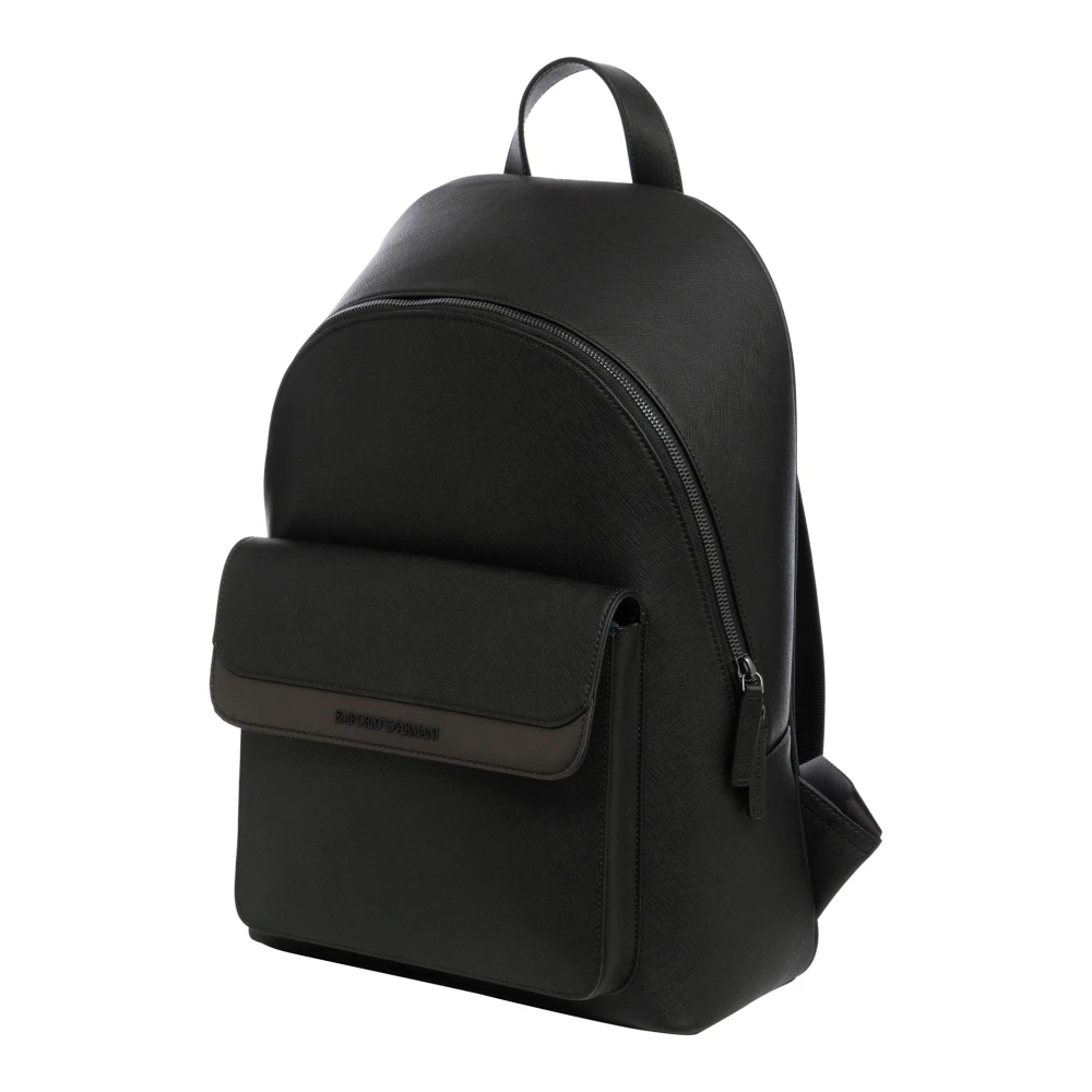 Emporio Armani Stijlvolle Rugzak met Rits en Logo Black Heren
