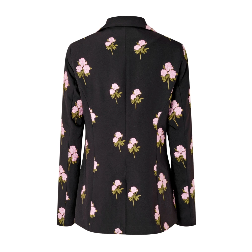 Cras Bloemen Geborduurde Klassieke Blazer Black Dames