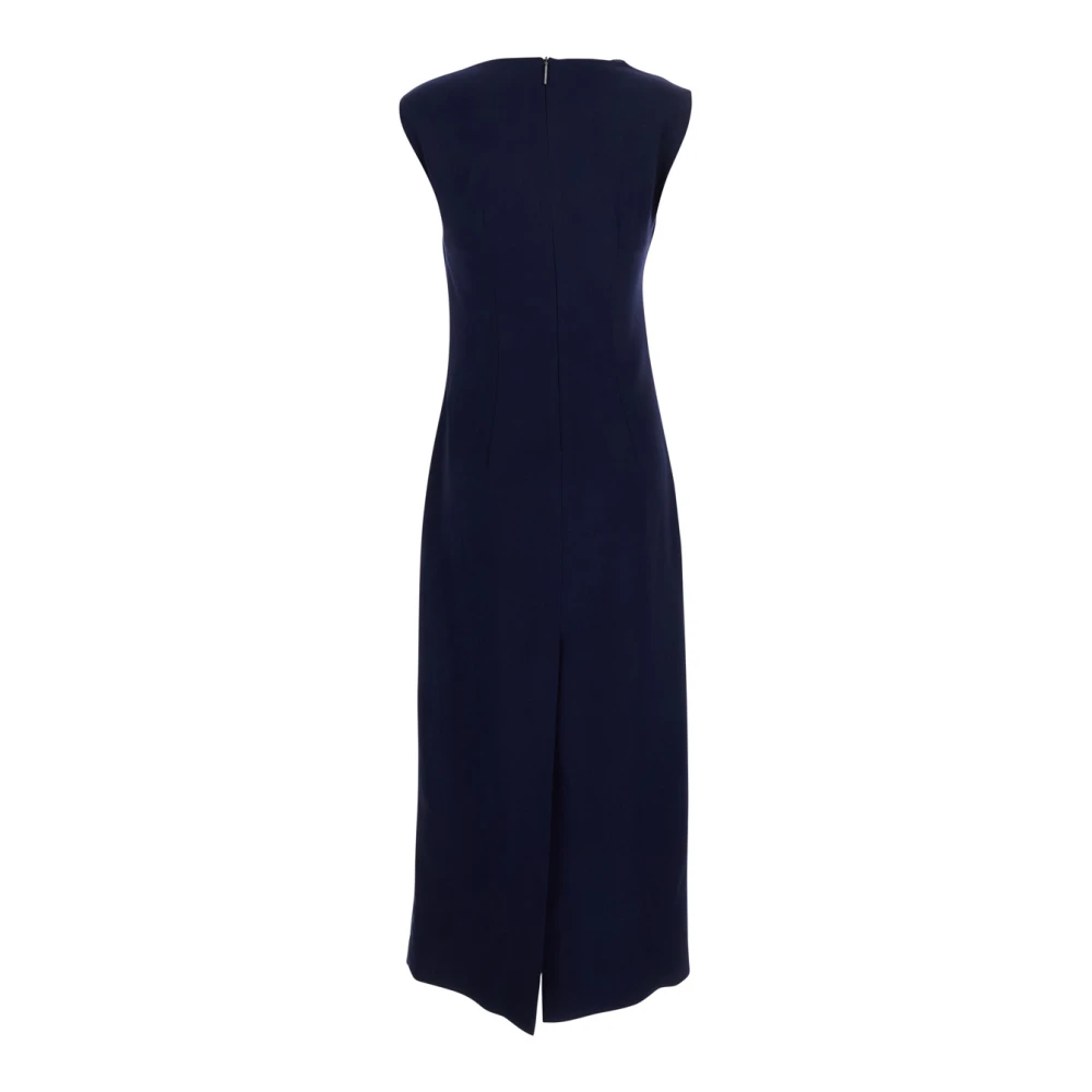 Msgm Blauwe Ruches Viscose Blend Jurk Vrouw Blue Dames