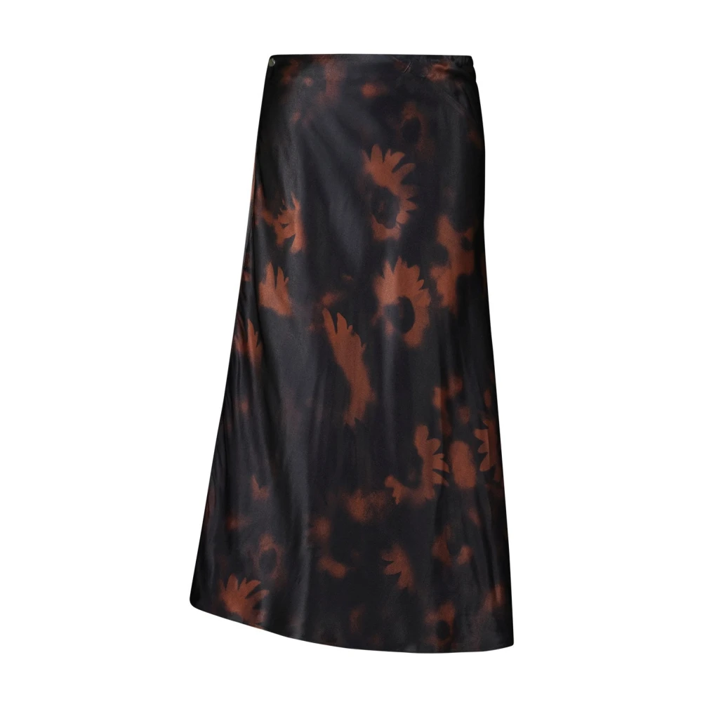 Samsøe Donkere Bloemen Satijnen Rok Multicolor Dames