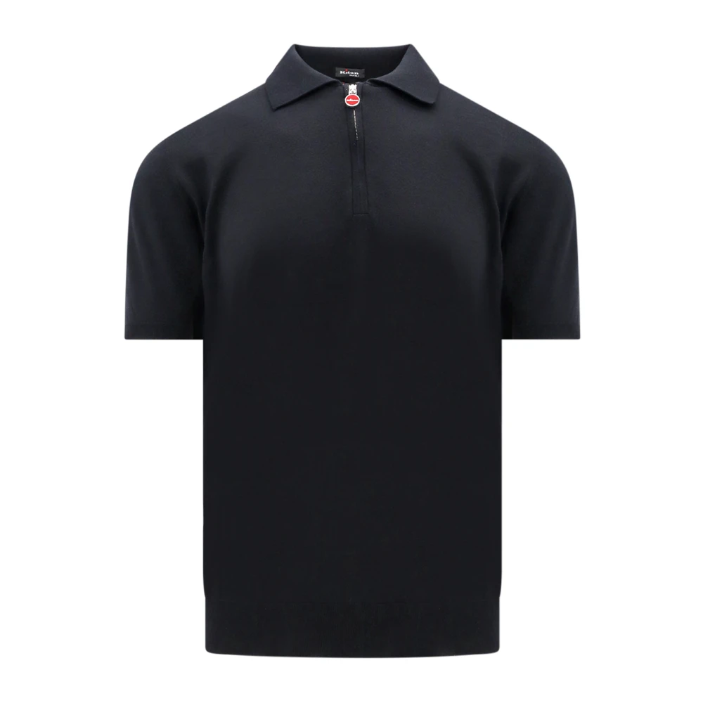 Kiton Zwarte T-shirt met korte mouwen en halve rits Black Heren