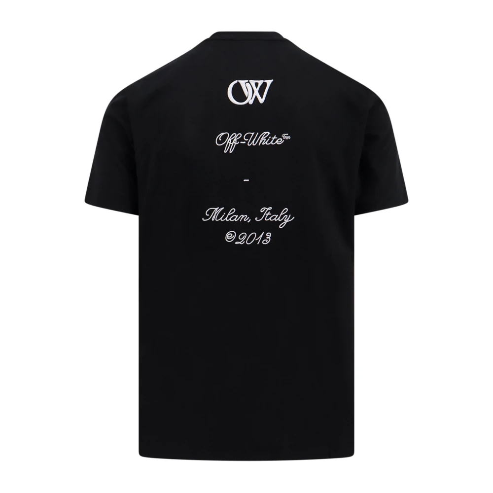 Off White Zwart Ss24 T-shirt met Logo Borduurwerk Black Heren