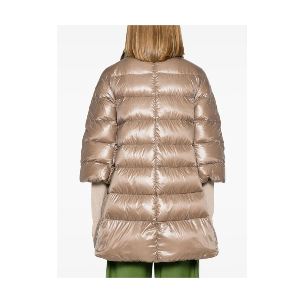 Herno Lichtgewicht Gewatteerde Jas Opstaande Kraag Beige Dames