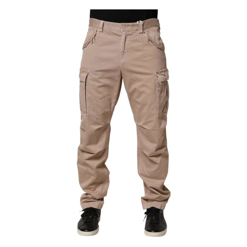 Dolce & Gabbana Men's Beige Straight Cargo Chino Trouser Trousers - Straight Trousers - M - Trousers