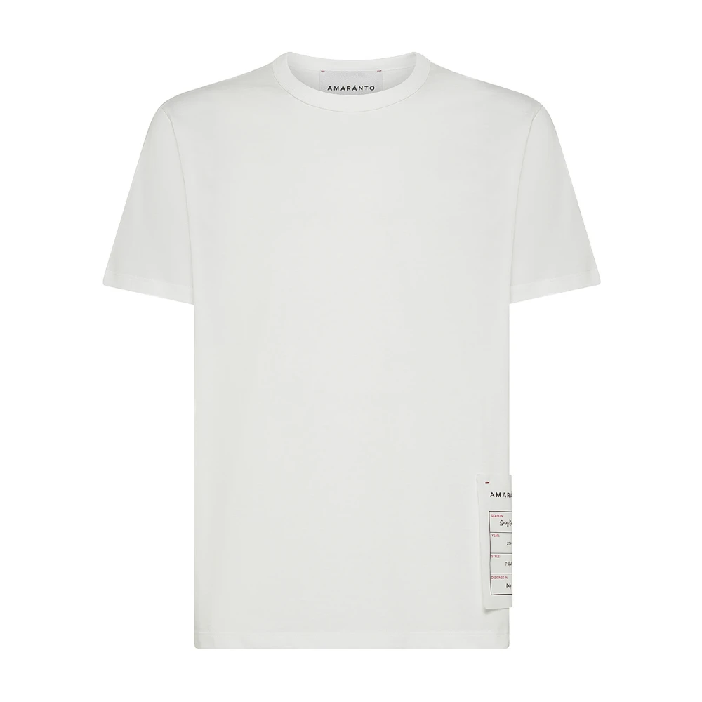 Amaránto Witte Katoenen T-shirt met Logo Label White Heren