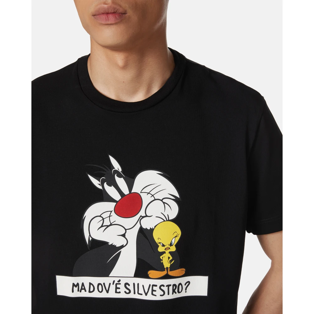 Iceberg katoenen zwart T-shirt met Looney Tunes print Black Heren