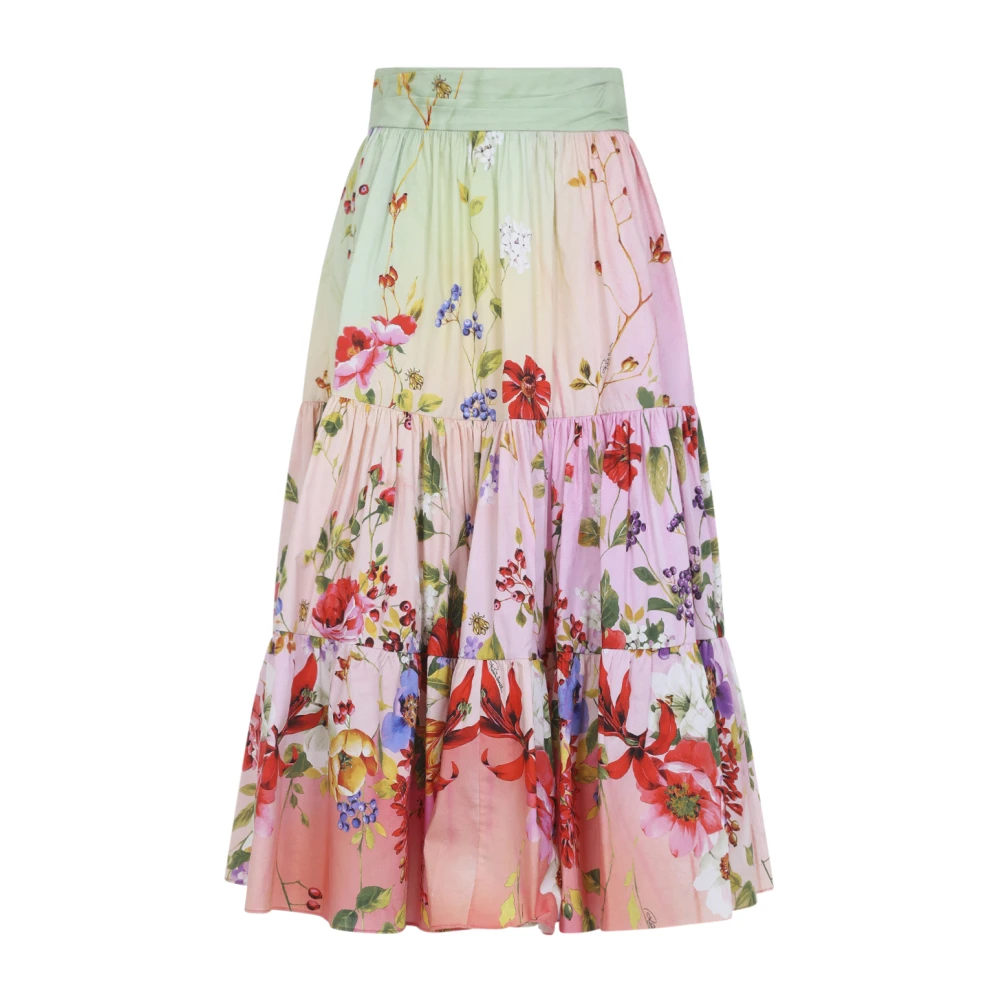 Roberto Cavalli Multicolor Maxi Skirts, Female, Xs, Miami Flowers Midi Skirt