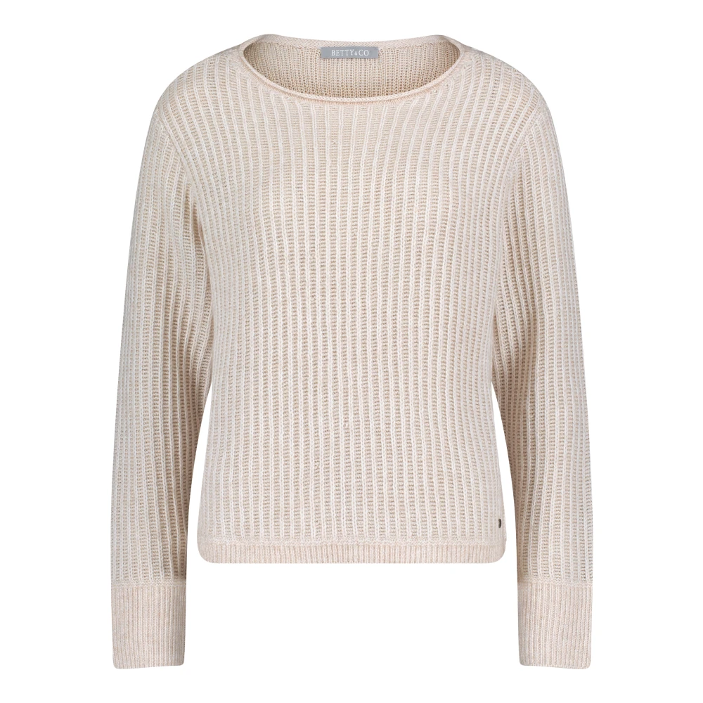Betty & Co Chunky Gebreide Trui met Lurexdraad Beige Dames