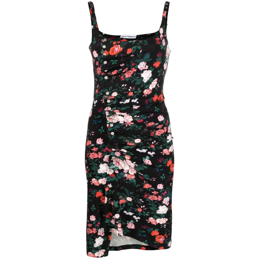 Paco Rabanne Elegante Zwarte Mini Jurk Multicolor Dames