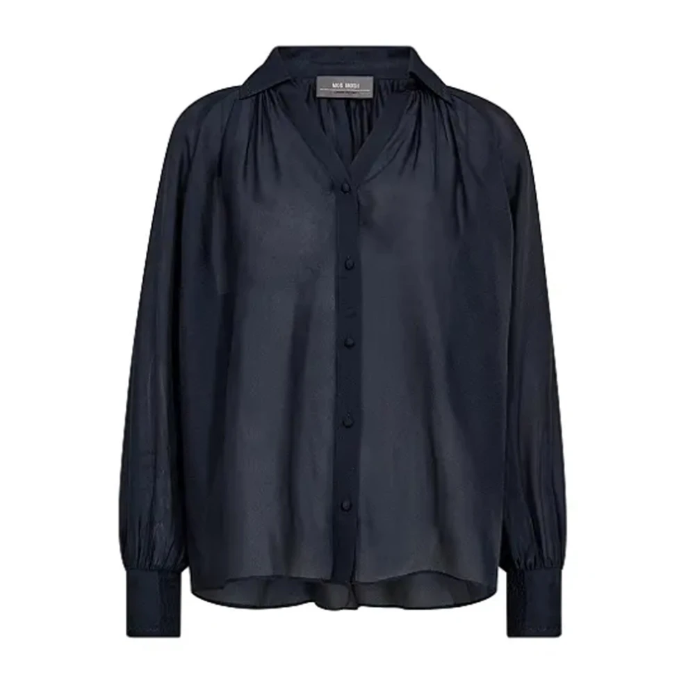 MOS MOSH Elegante Navy Shirt met Pofmouwen Blue Dames