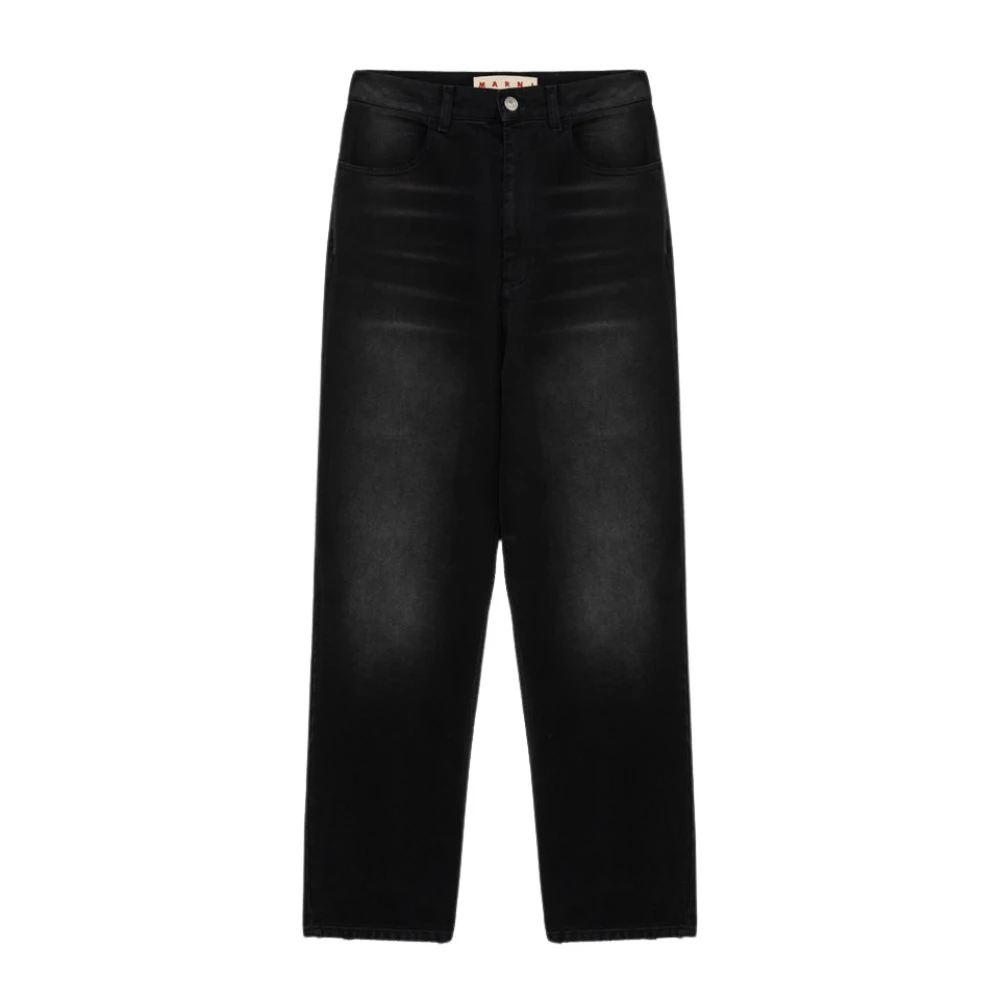 Marni Italiaanse Denim Jeans met Whiskering en Stone-Wash Effect Black Heren
