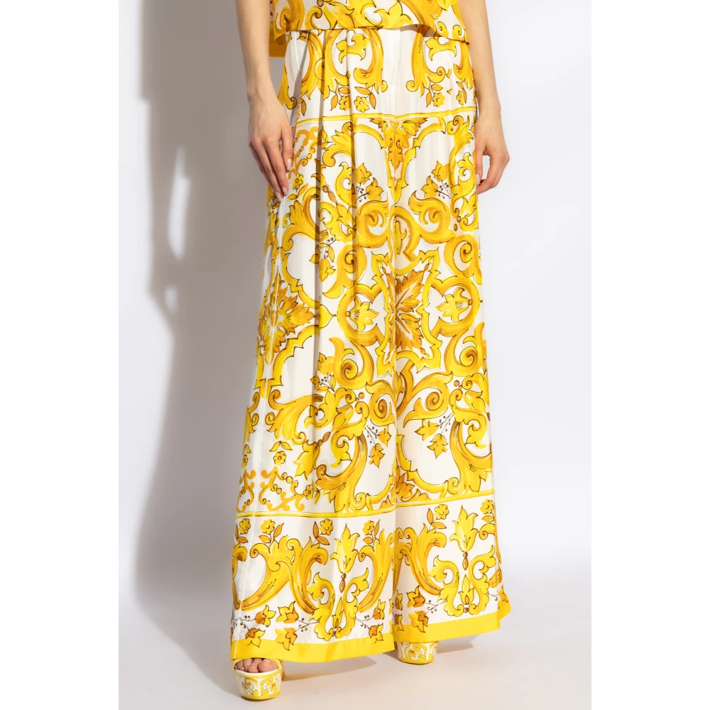 Dolce & Gabbana Broek met 'Majolica' print Yellow Dames