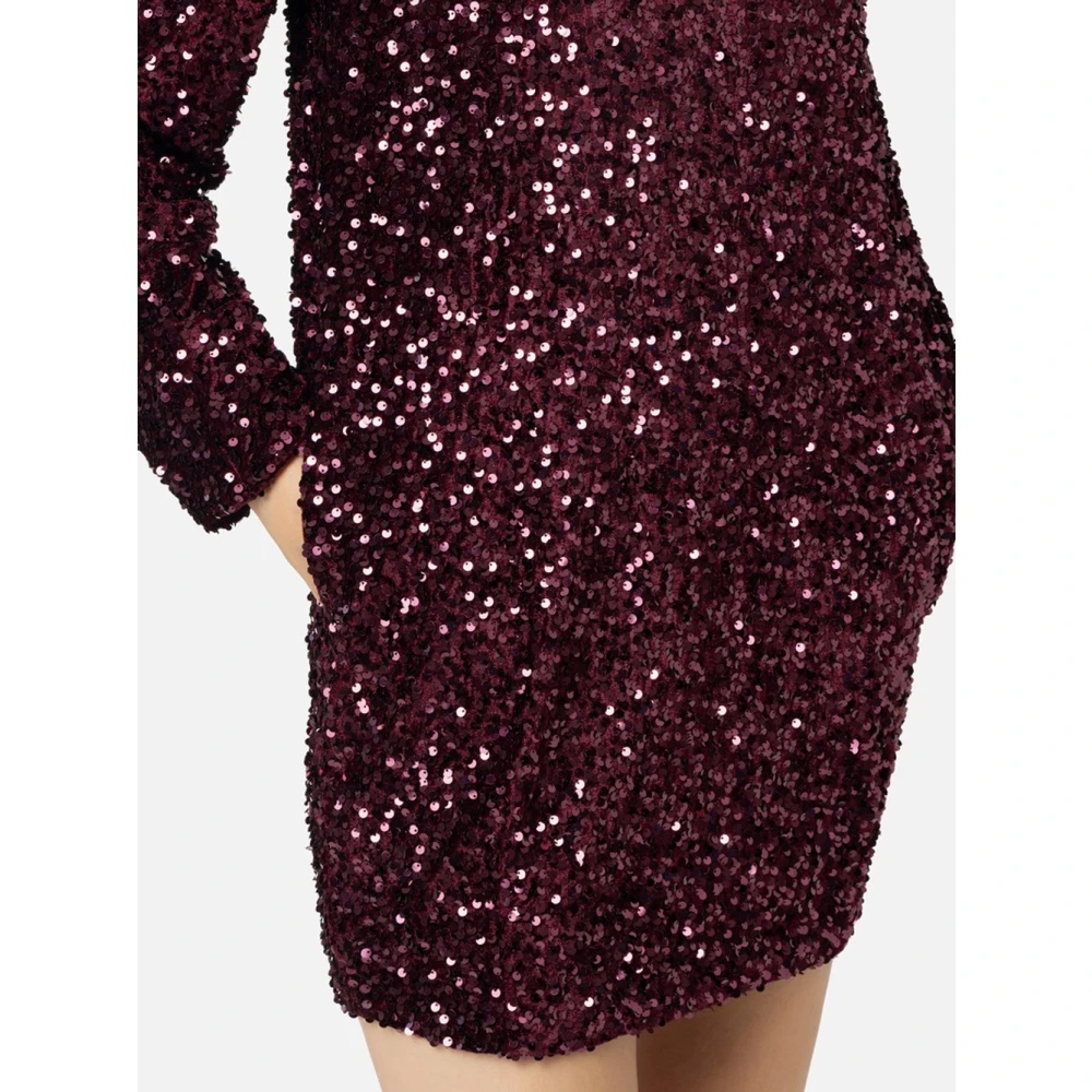Elisabetta Franchi Chenille Pailletten Mini Jurk Rouge Noir Red Dames