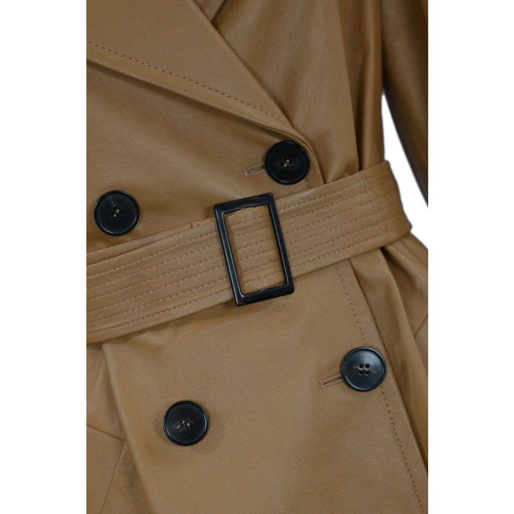 Max Mara Studio Bruine leren trenchcoat Brown Dames