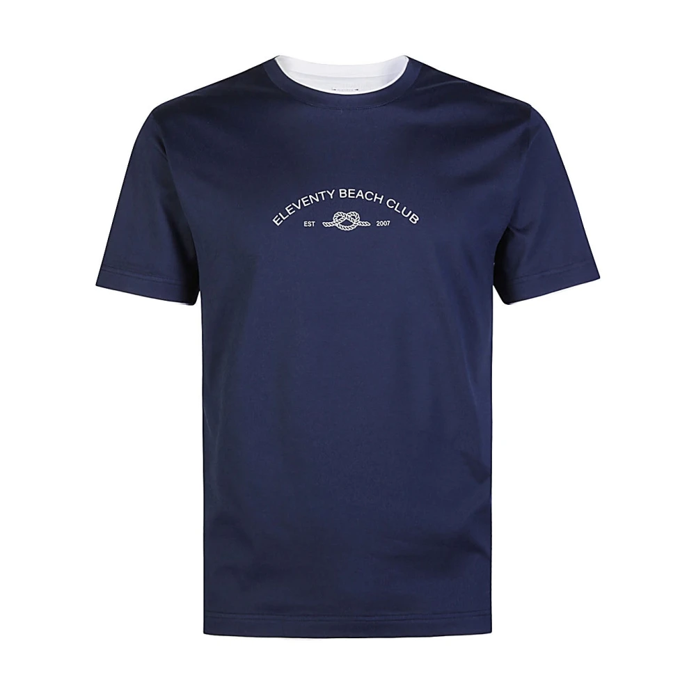 Eleventy Athletic Katoenen Ronde hals T-shirt Blue Heren