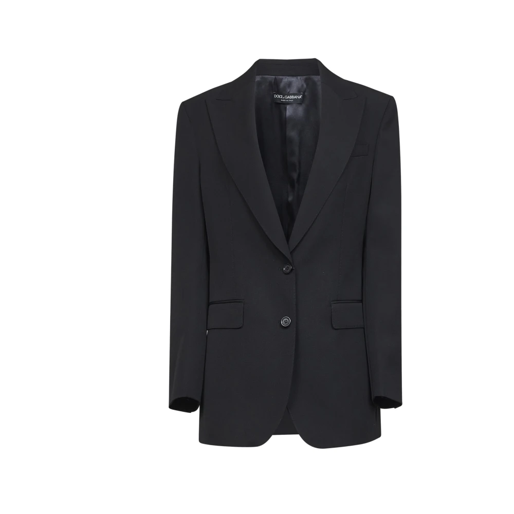 Dolce & Gabbana Black Wool Gabardine Jacket - Female - Blazers - S - Jackets