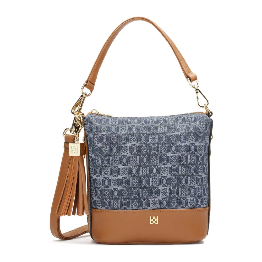 Kazar Elegante leren en stoffen handtas Brown Dames