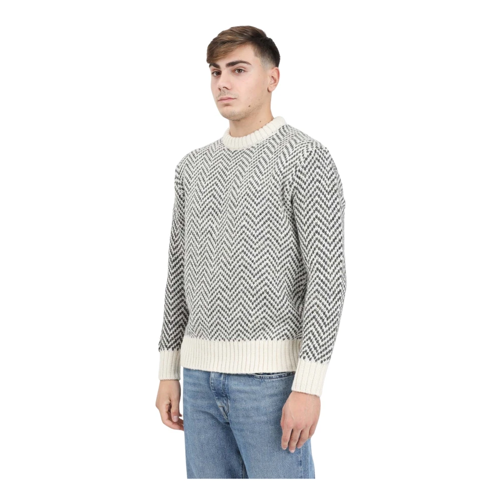 Selected Homme Beige Crew Neck Gebreide Trui White Heren