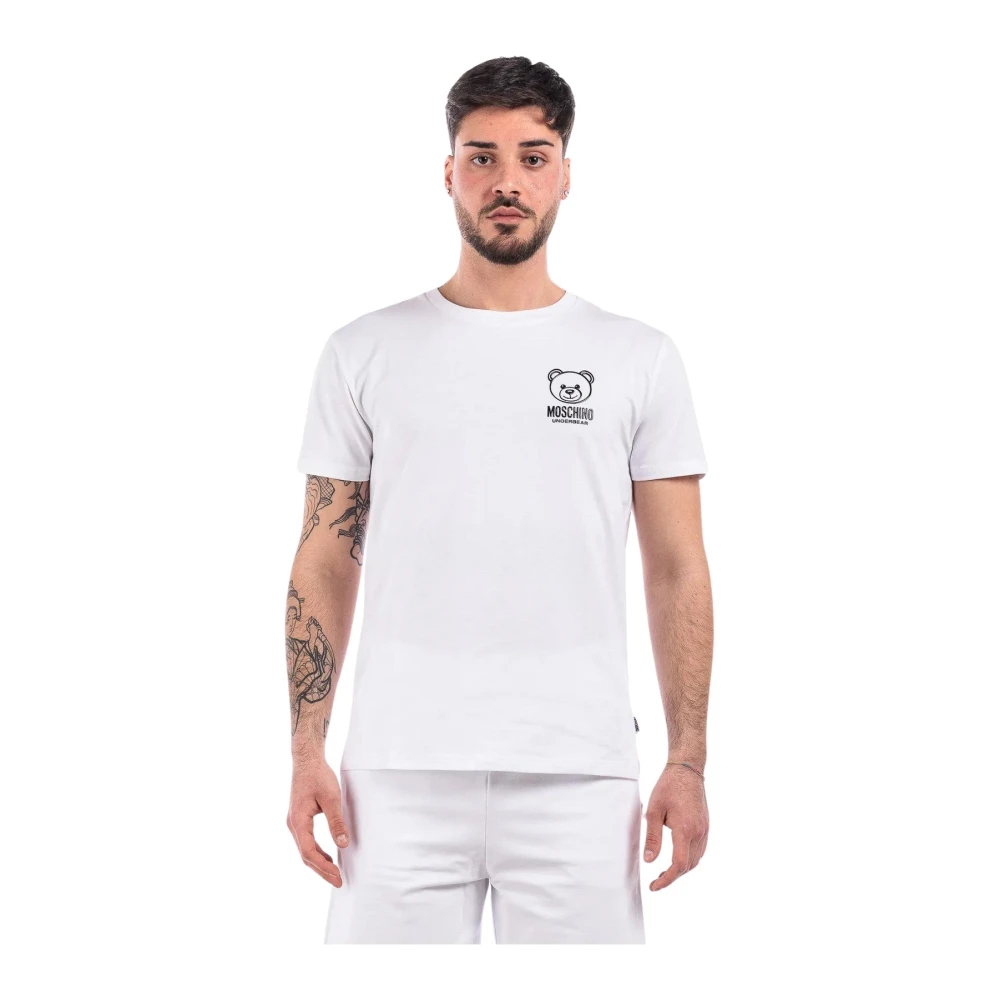 Moschino Witte T-Shirt met Halve Mouwen en Teddybeer White Heren