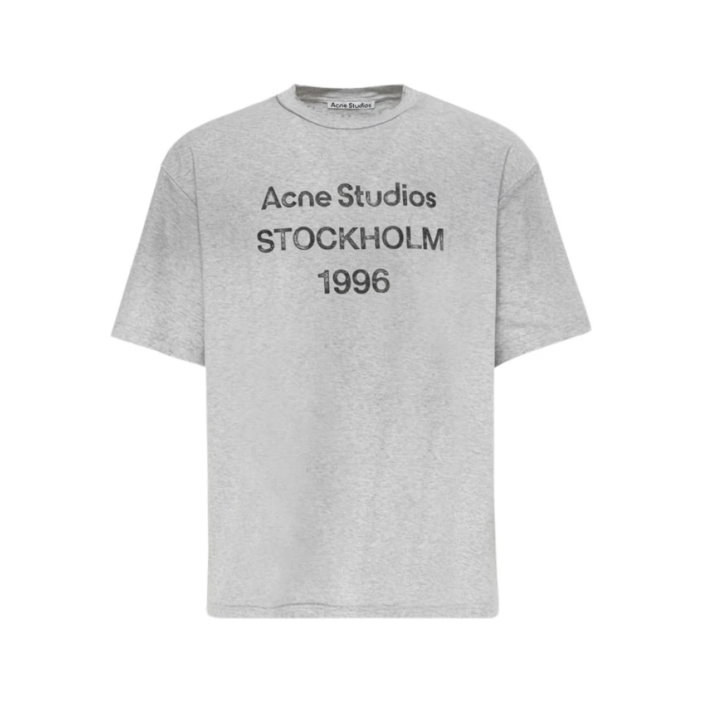 Acne Studios Mélange Katoenen T-Shirt met Scoop Neck Gray Heren
