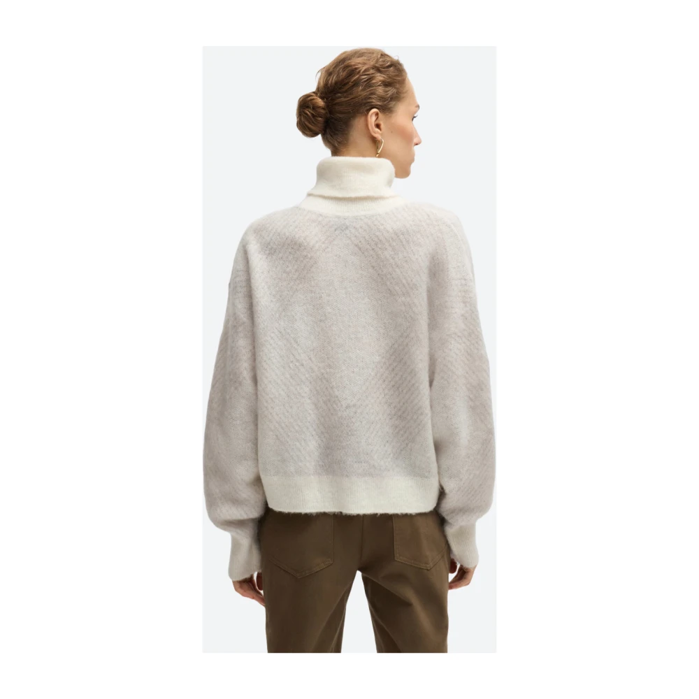 Hugo Boss Gestructureerde wollen argyle trui White Dames