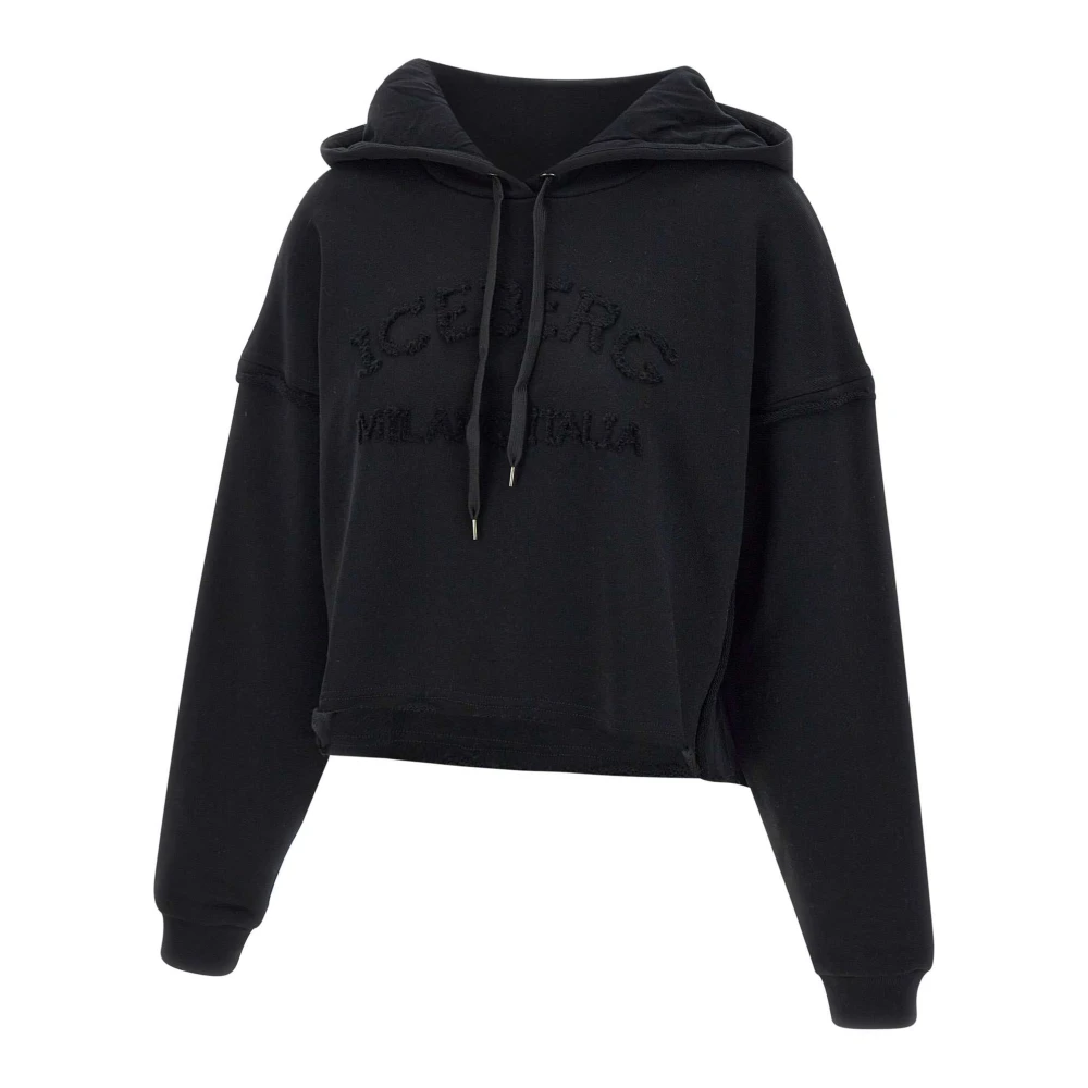 Iceberg Zwarte Katoenen Sweatshirt met Capuchon Black Dames