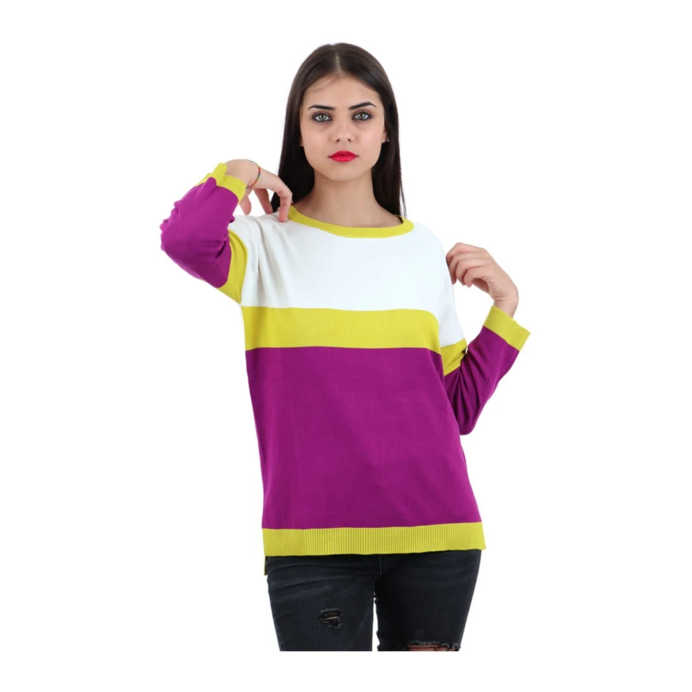 Marella Dames Jersey Top met Kleurblok White Dames