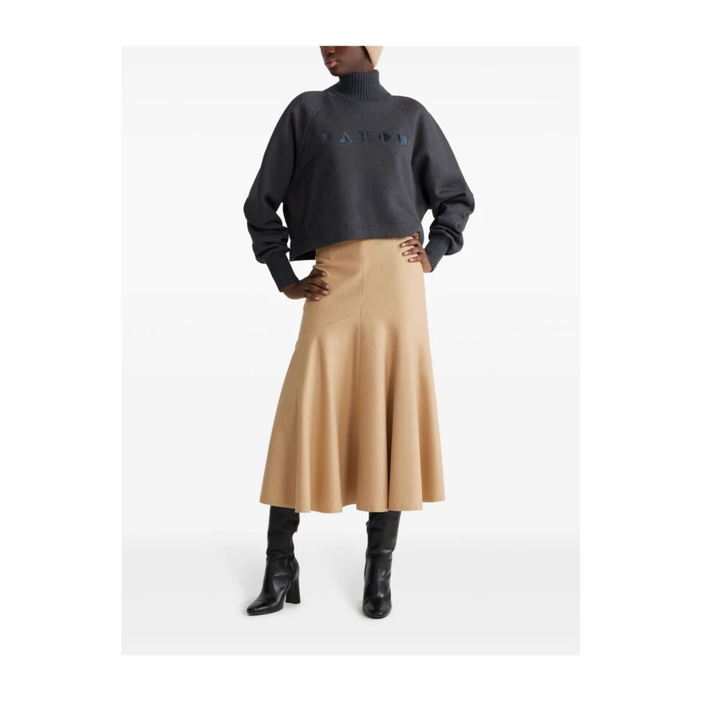 Patou Beige Zeemeermin Geplooide Wollen Rok Beige Dames