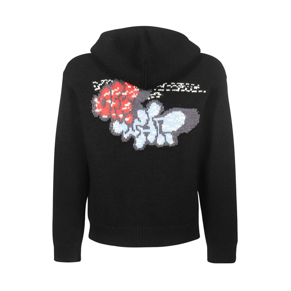 Off White Gebreide hoodie met borduursel Black Heren