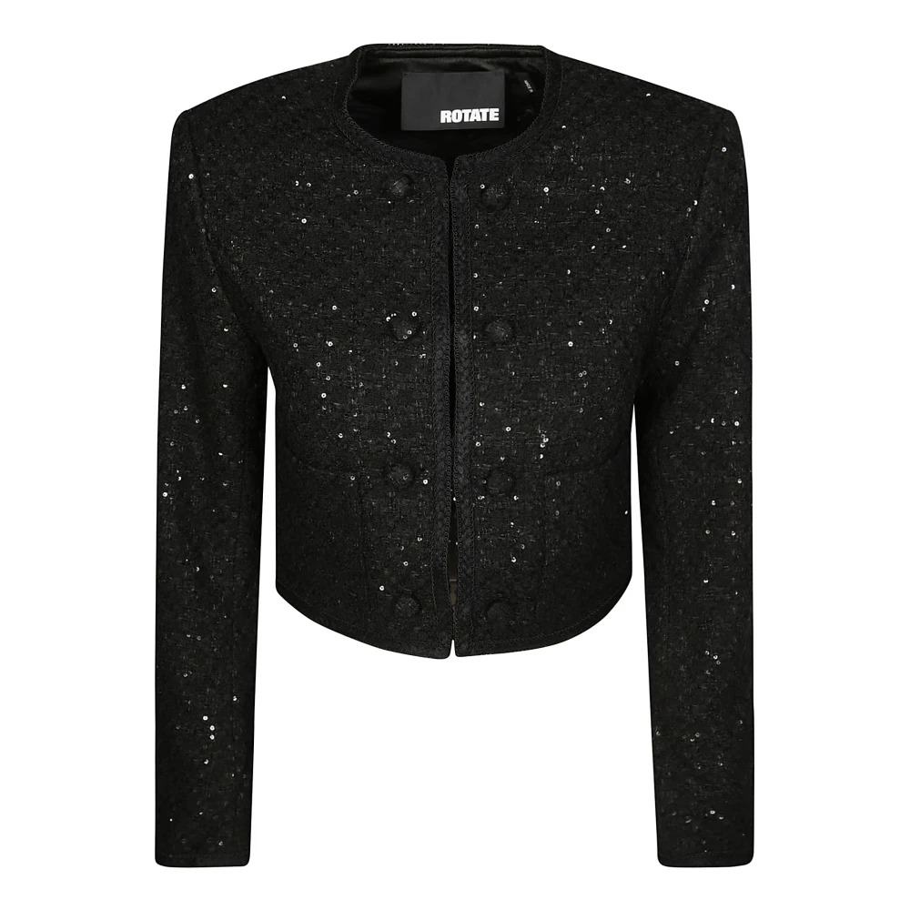 Rotate Birger Christensen Korte Boucle Cropped Jas Black Dames