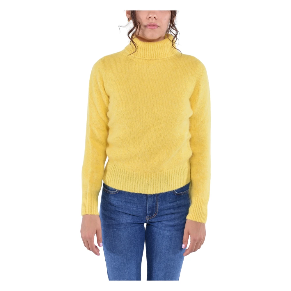 Kangra Women's Yellow Alpaca Wool Turtleneck Sweater