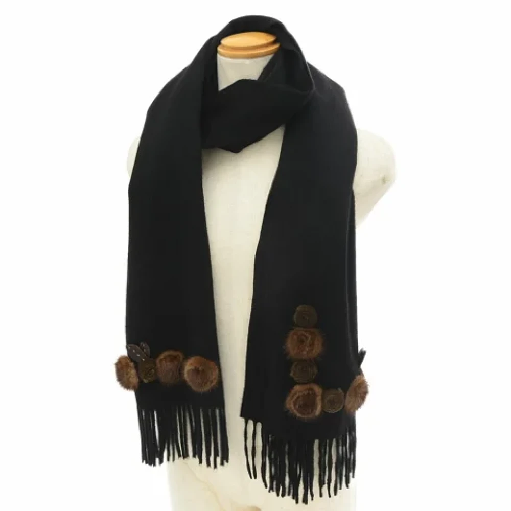Fendi Vintage Pre-owned Cashmere scarves Black Dames
