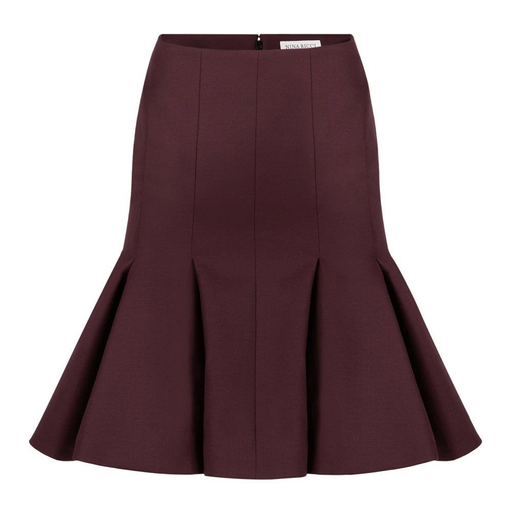 Nina Ricci Rode Wol Peplum Midi Rok Red Dames