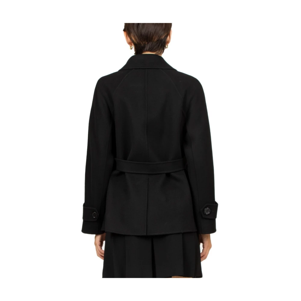 Max Mara Korte Zwarte Wollen Jas Black Dames